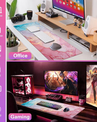 Large Problems Solved gaming mouse mat, 900x400mm XXL desk protector with smooth surface and non-slip base.