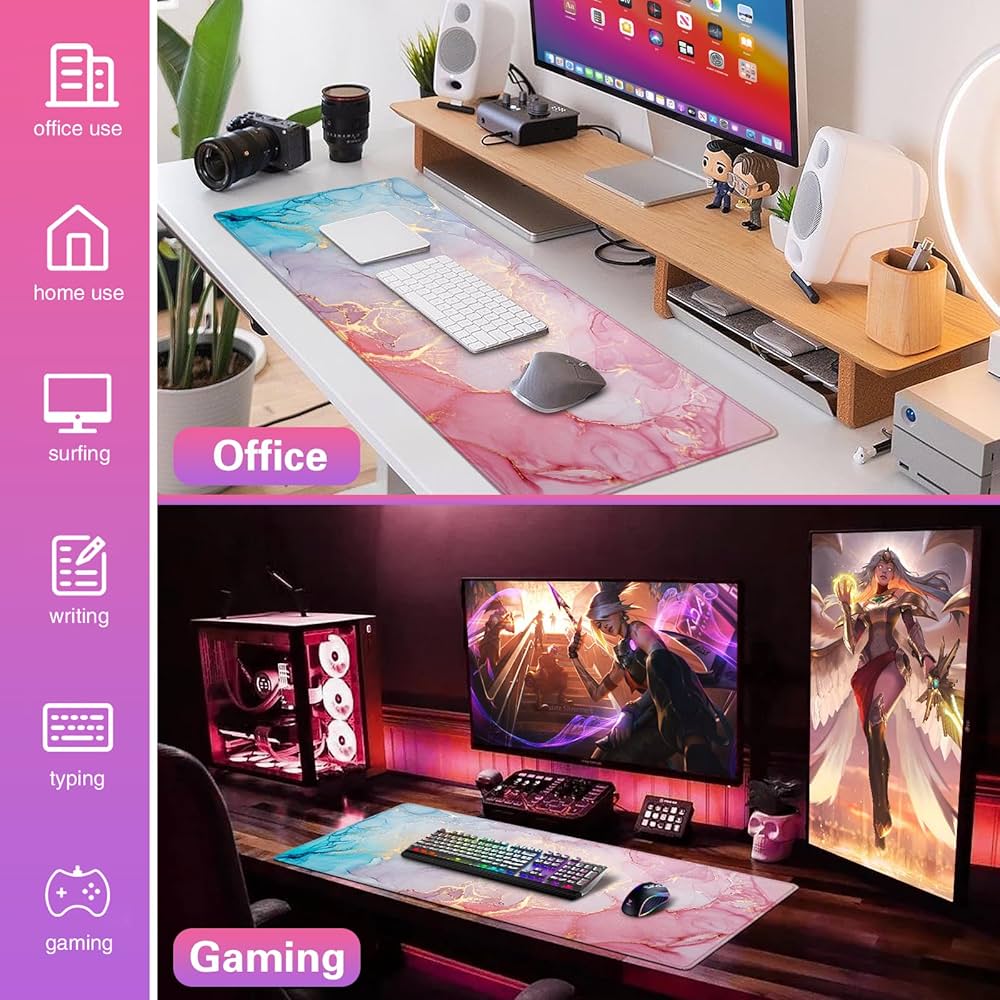 Large Problems Solved gaming mouse mat, 900x400mm XXL desk protector with smooth surface and non-slip base.