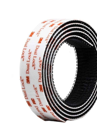 Problems Solved DPM Tapes Dual Lock SJ3550 adhesive strip with snap-fit fastening, showing the black plastic locking mechanism.