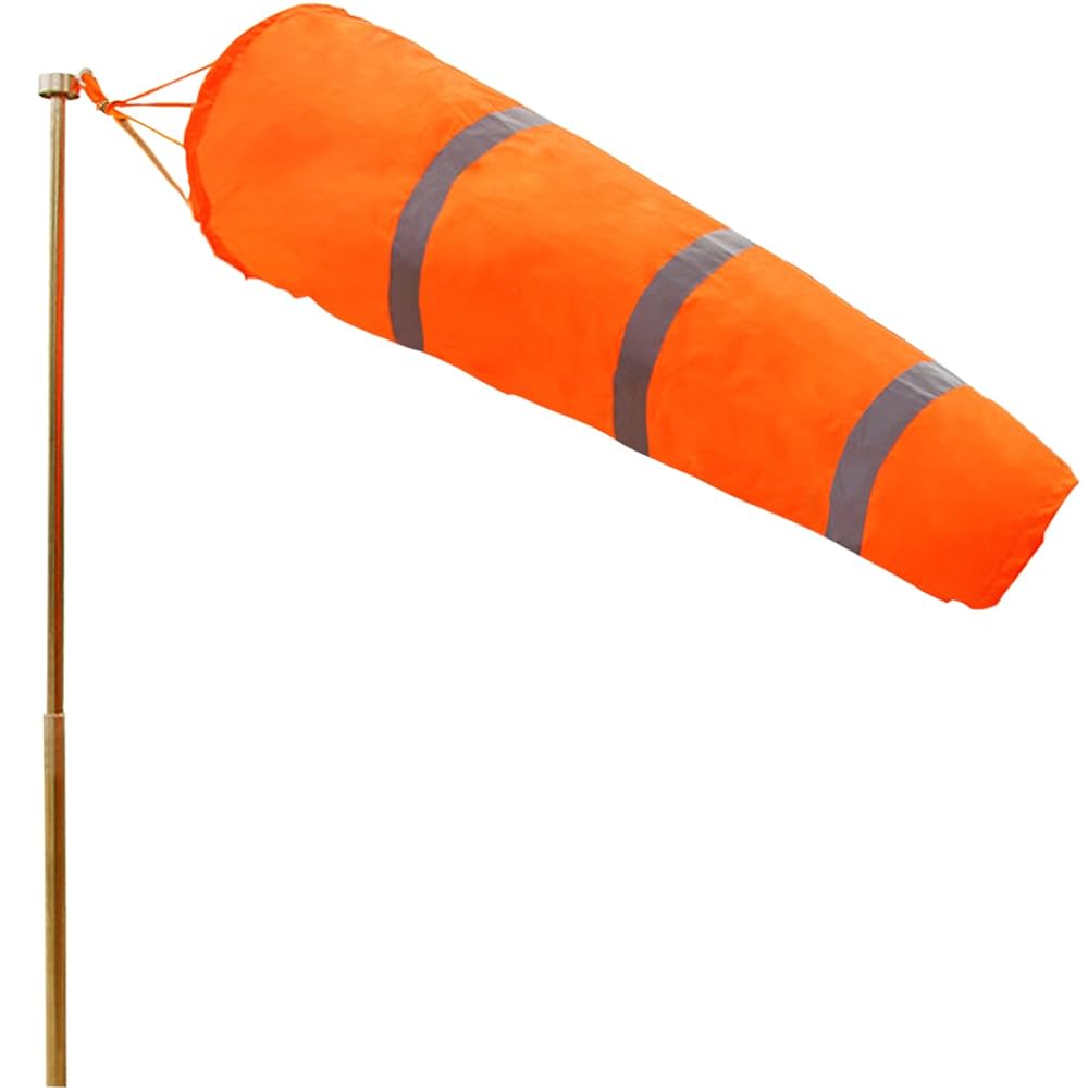 40-inch rip-stop polyester windsock by Problems Solved for measuring wind direction, featuring vibrant colors and durable fabric.