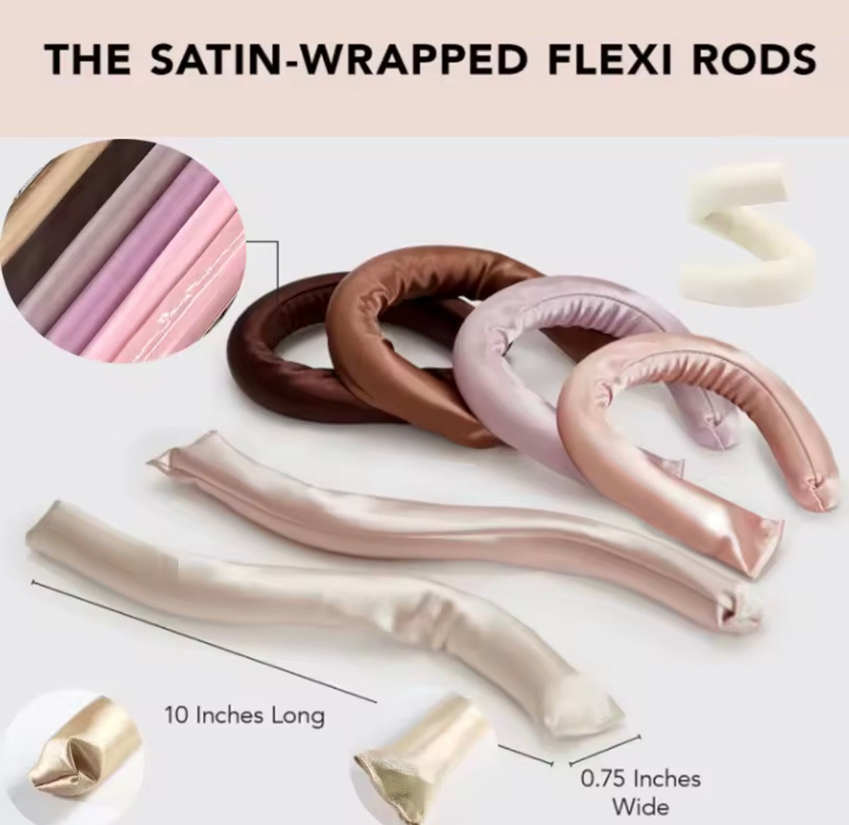 Satin Heatless Curling Rod, Jumbo Flexi Rod for Overnight Curls, Soft Hair Curlers to Sleep