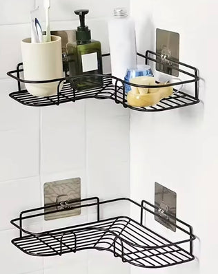 No-Drill Wall-Mounted Bathroom Triangle Corner Shelf 2PCS - Problems Solved