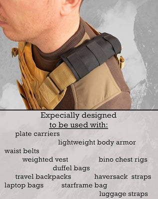 Problems Solved shoulder strap pad with foam cushioning for comfortable weight distribution on plate carrier shoulder straps.