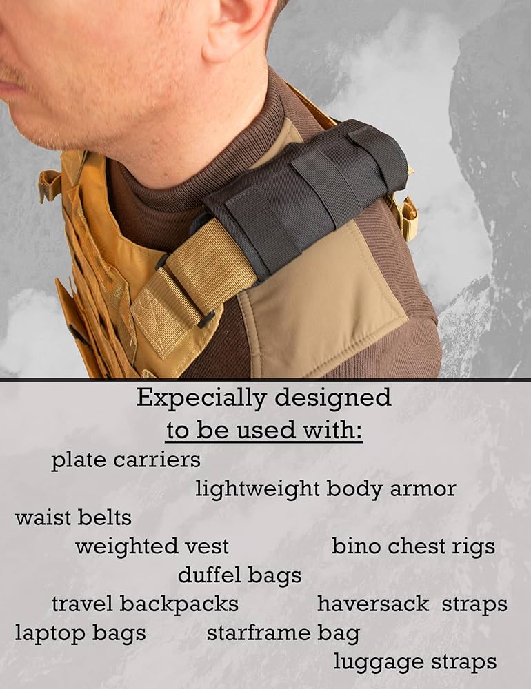 Problems Solved shoulder strap pad with foam cushioning for comfortable weight distribution on plate carrier shoulder straps.