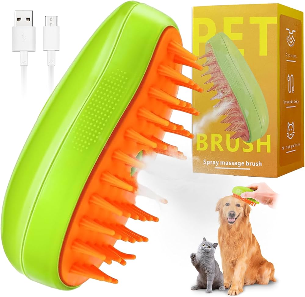 Steamy 3-in-1 Cat Steam Brush Self-Cleaning for Dogs & Cats, Massage Comb