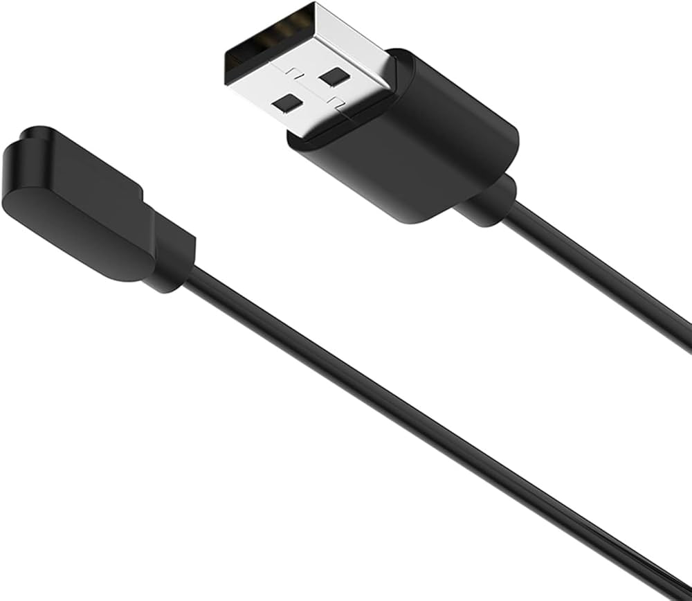 Problems Solved magnetic charger for smart watches with a 3.3ft cable, showing the magnetic charging end and compatible smartwatch.