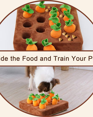 Interactive Dog Toys, Carrot Snuffle Mat for Dogs Plush Puzzle Toys 2 in 1 Non-Slip