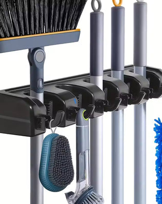 Wall-Mounted Mop & Broom Holder with Multiple Slots - Problems Solved
