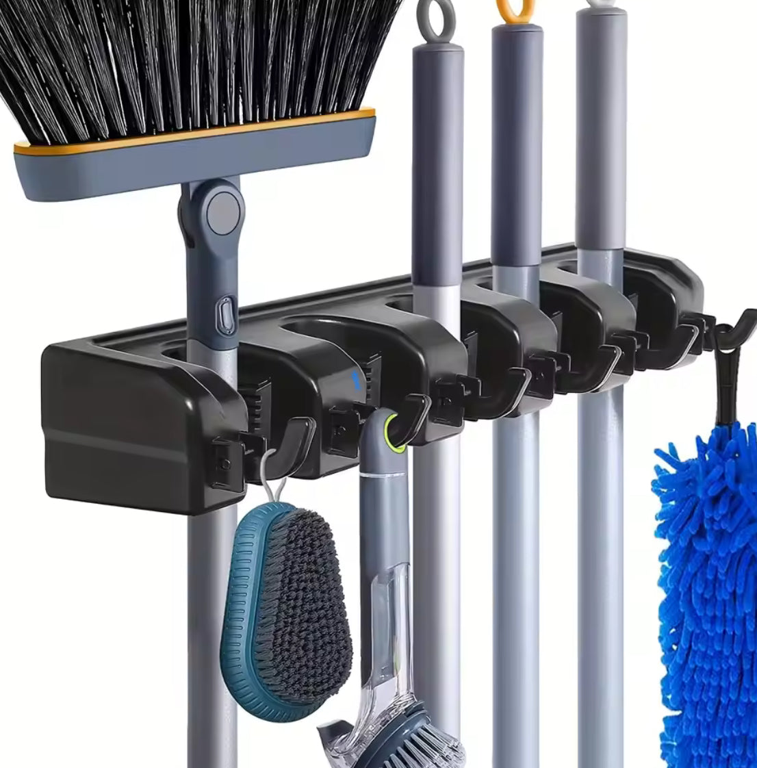 Wall-Mounted Mop & Broom Holder with Multiple Slots - Problems Solved