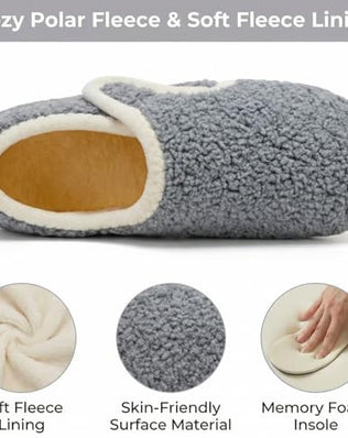 Solshine Women's Plush Closed Slippers Warm Non-Slip Slippers, gray, 40/41 EU