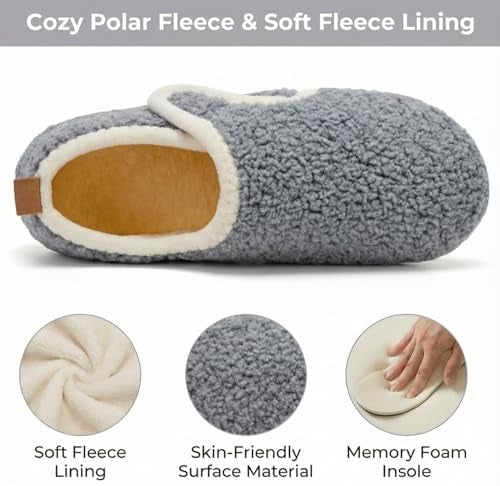 Solshine Women's Plush Closed Slippers Warm Non-Slip Slippers, gray, 40/41 EU