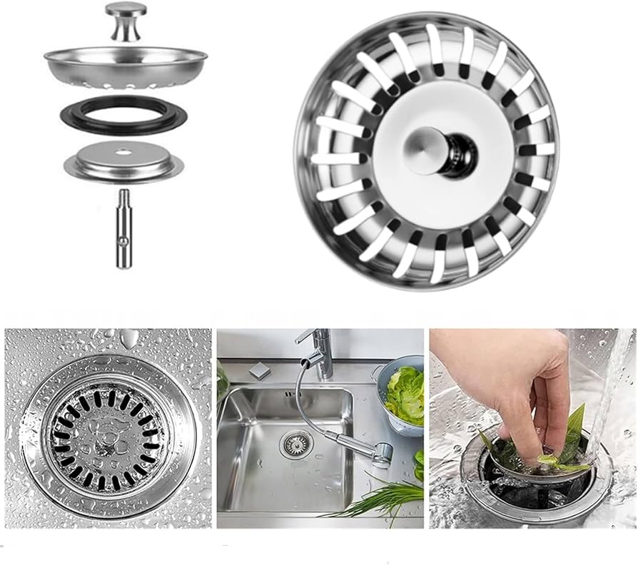 2 Pack Kitchen Sink Plug Strainer, Stainless Steel Sink Plug Replacement