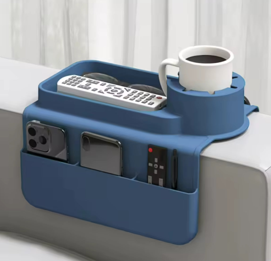 Silicone Couch Cup Holder Tray with Side Pockets Sofa Arm - Problems Solved