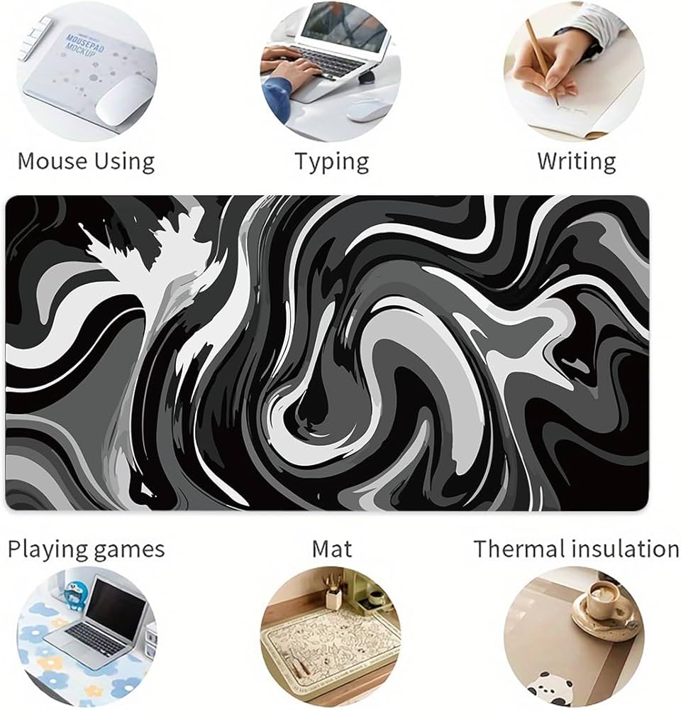 Large Problems Solved gaming mouse mat, 800×400 mm desk mouse pad with smooth surface for precise mouse control.