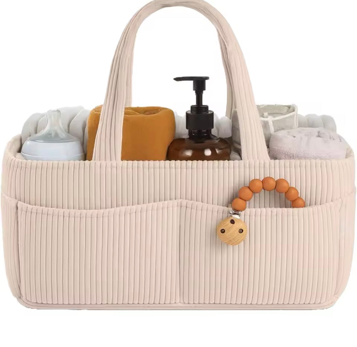 Baby Diaper Caddy Organizer for Changing Table (Cream)