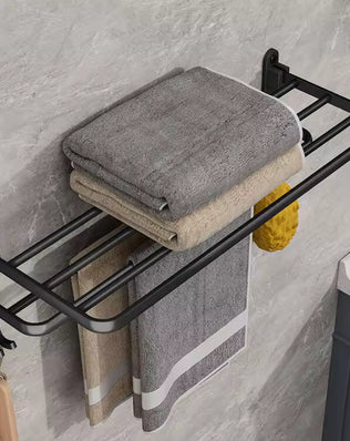 Matte Black 50CM Folding Holder With Hook Towel Holder adhesive - Problems Solved