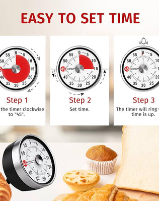 Problems Solved visual kitchen timer, 60-minute mechanical timer for home cooking, baking, and oven use