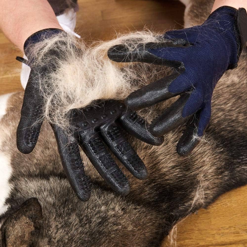Pet Grooming Gloves Improved Five Finger Design Rubber Glove Gentle