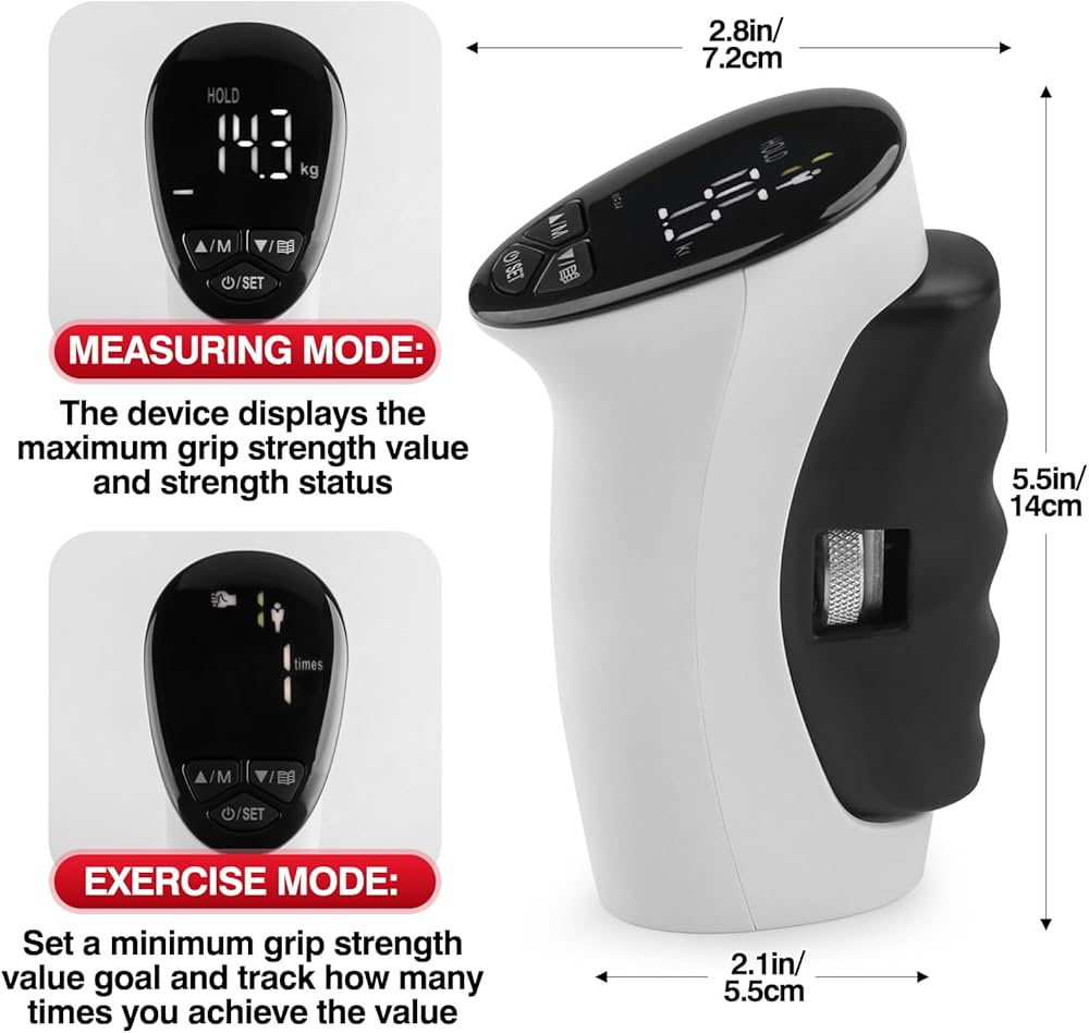 Grip Strength Tester & Grip Strength Trainer Kit, Hand Grip Dynamometer Forearm