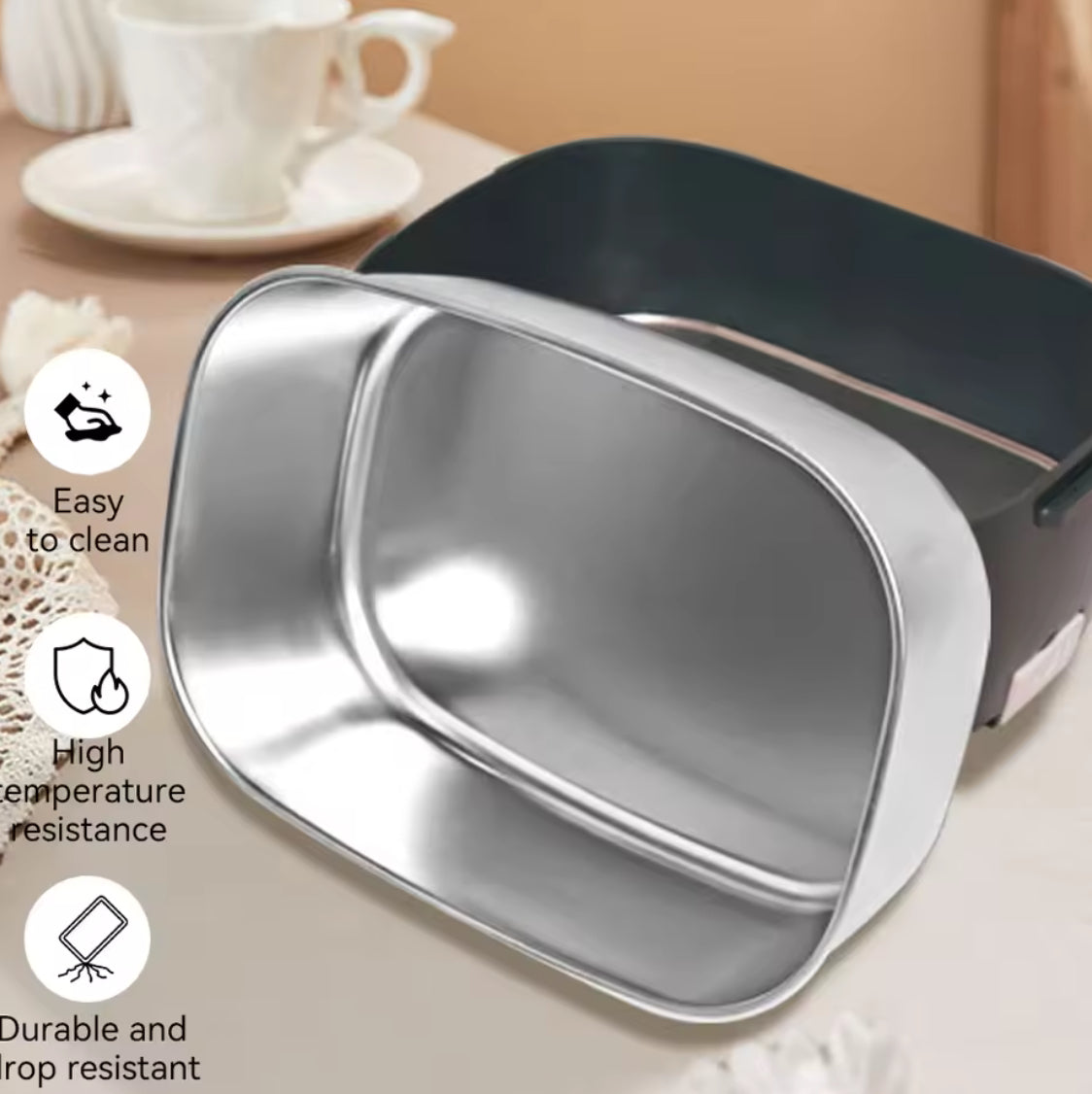 Portable Electric Lunch Box  Stainless Steel Heated Food Container - Problems Solved