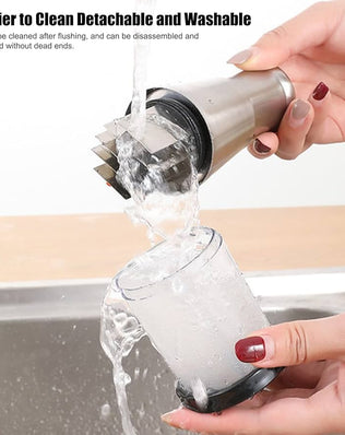 Problems Solved pressed garlic chopper, 16cm garlic press with stainless steel blades for efficient garlic mincing.
