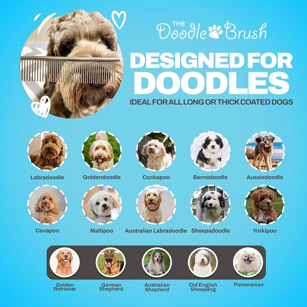 The Doodle Brush Dog Combs for Grooming Matting, Metal Comb For Dogs
