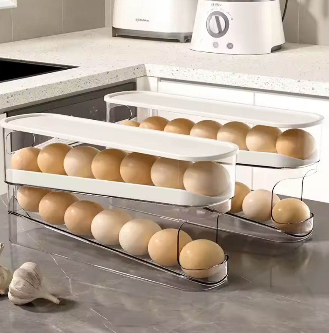 Bilayer Fridge Egg Storage Box Automatic Rolling Eggs Holder Rack - Problems Solved