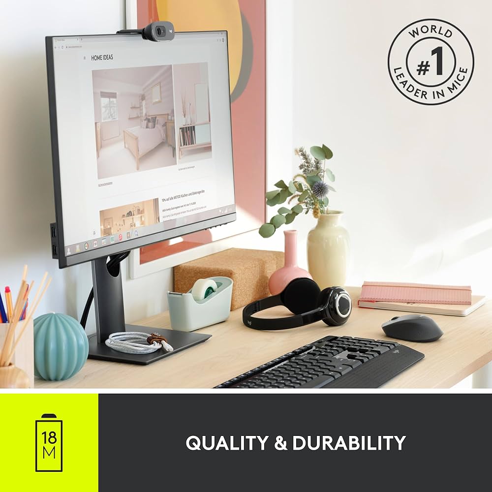Wireless Logitech M280 mouse with 2.4 GHz USB Nano Receiver and 1000 DPI optical sensor on a sleek black surface.