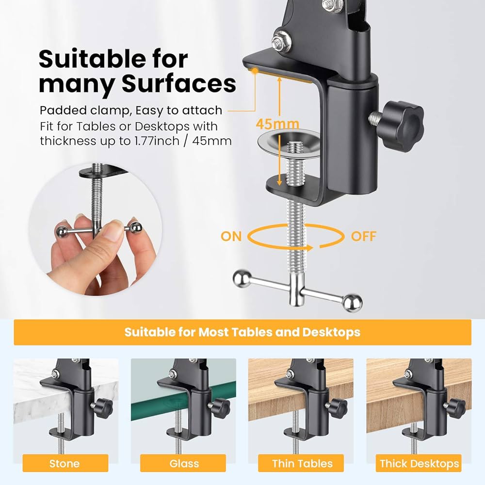 Problems Solved overhead tripod with articulating arm for phones, ideal for portable electronic mounts and video recording.
