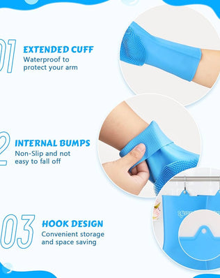 Pet Grooming Silicone Gloves (Blue) Dog Gloves with Silicone Hair Removal Gloves