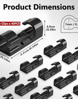 40 Pack Cable Clips Wire Management Home Office Adhesive Cable