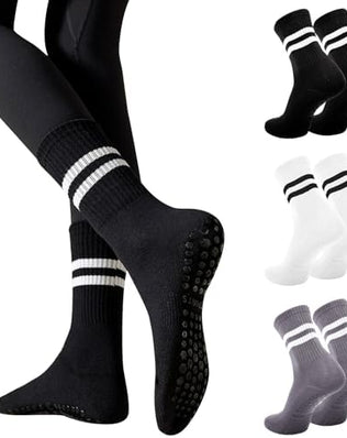 Problems Solved women's non-slip yoga socks with anti-skid soles, ideal for yoga, barre, ballet, and dance activities.