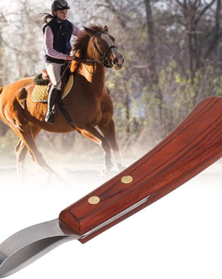 Hoof Knife, Hoof Cutting Knife with Wooden Handle, Farrier Tool for Horses