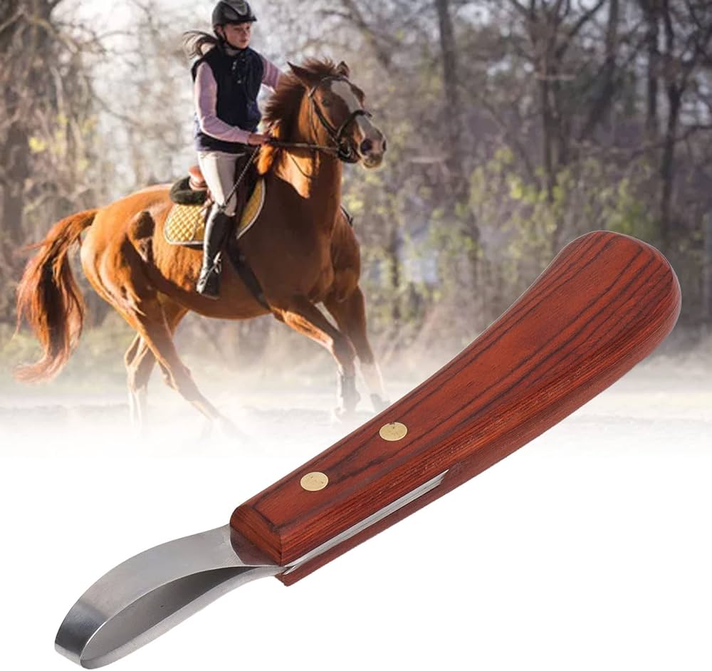 Hoof Knife, Hoof Cutting Knife with Wooden Handle, Farrier Tool for Horses