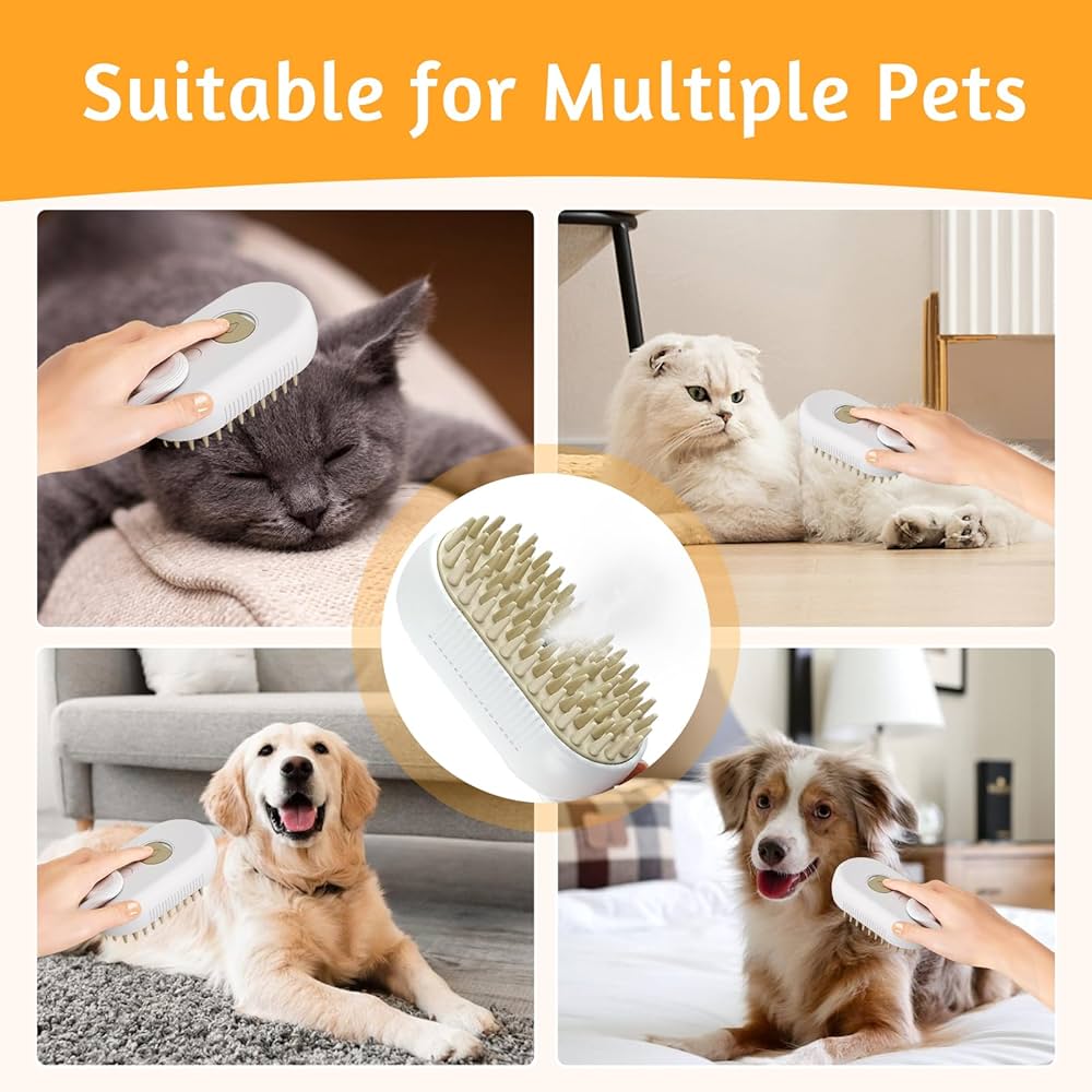 A Rechargeable 3 in 1 Multifunctional Cat Grooming Brush