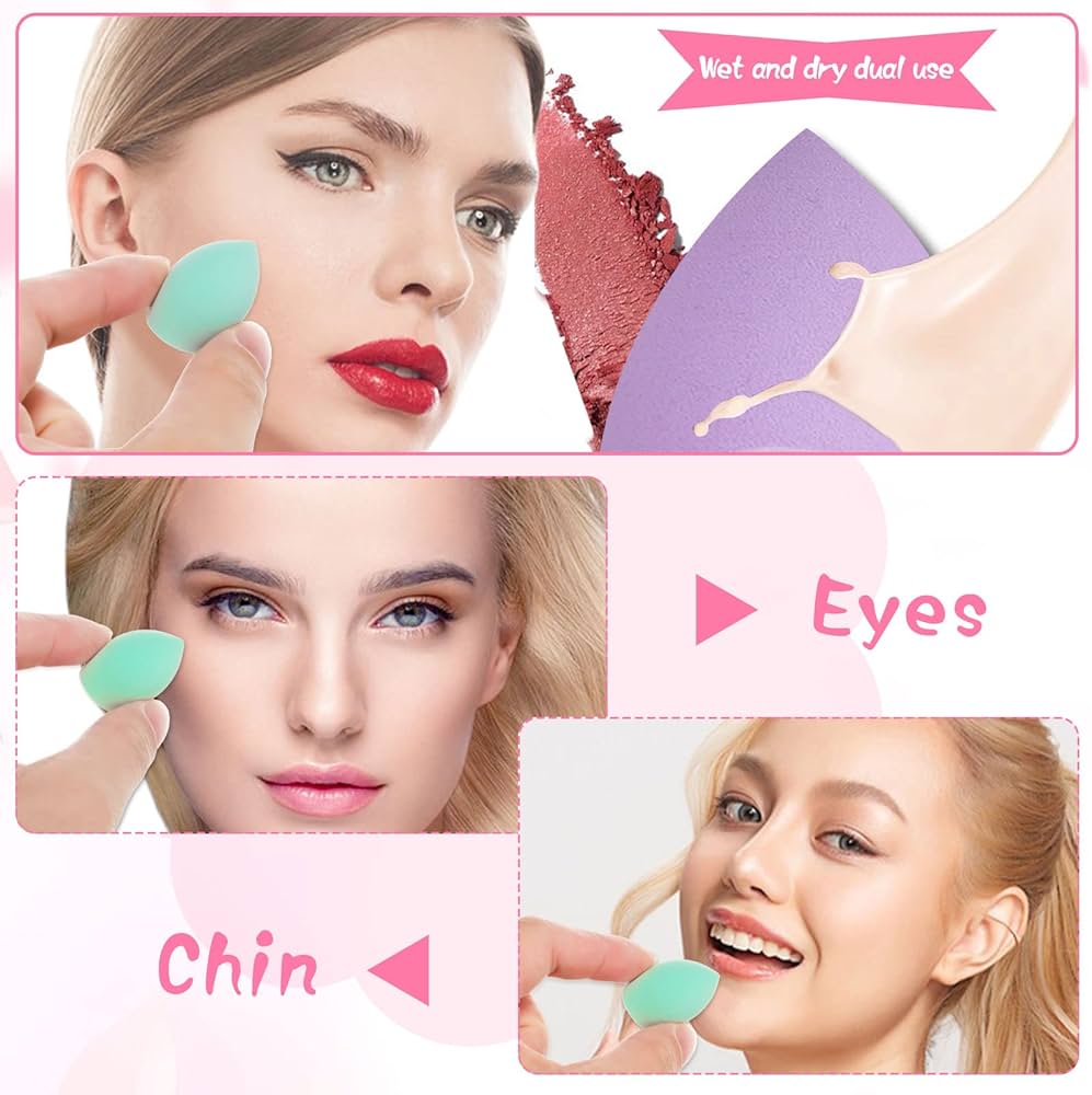 Set of 40 multi-colored mini beauty blenders by Problems Solved, professional makeup sponges for flawless application.