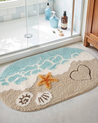 Oval Problems Solved bath mat 61x110 cm with soft, absorbent, non-slip surface featuring a cute pattern, washable and comfortable.