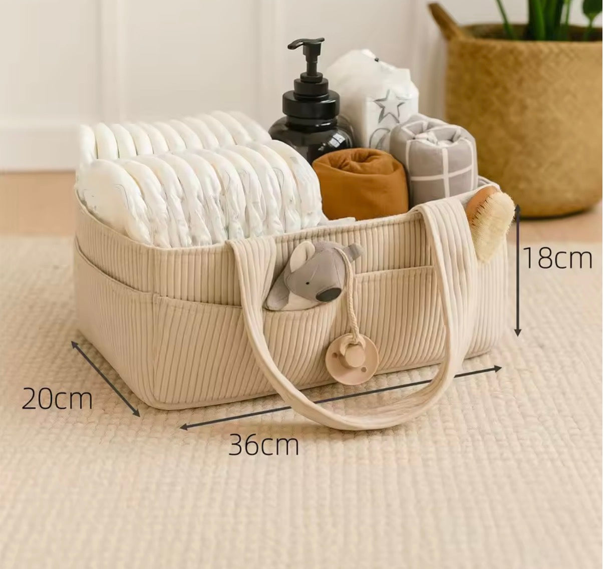 Baby Diaper Caddy Organizer for Changing Table (Cream)