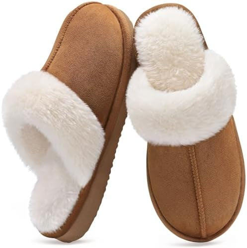 Women's Fuzzy Memory Foam Slippers Fluffy Winter House Shoes Indoor and Outdoor