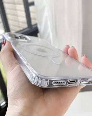 Problems Solved magnetic clear case for iPhone 11 with MagSafe compatibility, shockproof design, and transparent protective cover.
