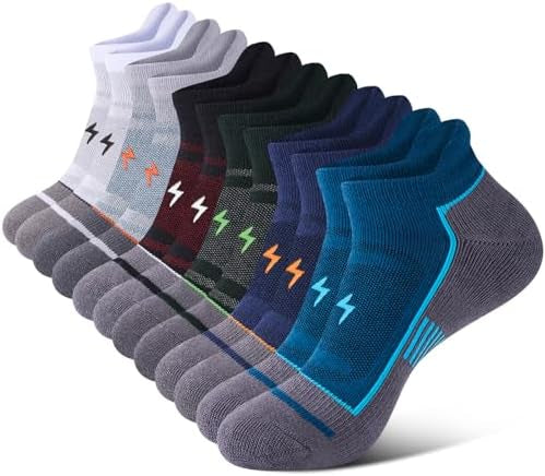 Problems Solved men's running socks with thick cushioning, ankle support, anti-blister cotton sports socks for active wear.