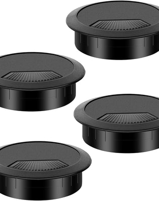 4 Pcs Desk Grommet 60mm Desk Cable Hole Black Plastic Worktop Cable Tidy