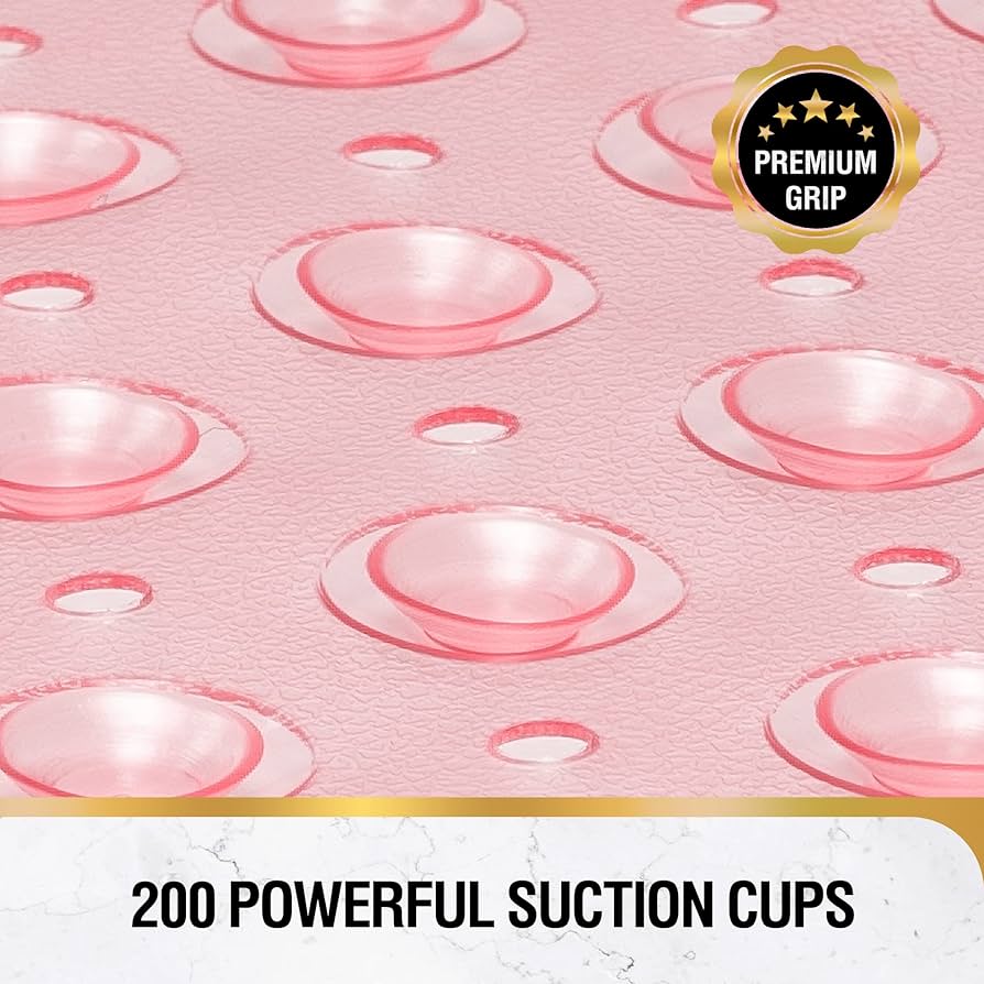 Problems Solved non-slip bath mat, 101x40 cm extra long shower mat with textured surface, BPA-free bathroom safety mat.