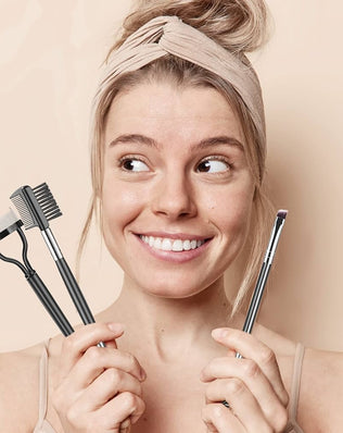 Problems Solved eyebrow brush, eyelash separator, and brow comb set, makeup tools for grooming and defining eyebrows and lashes.