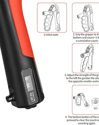 Problems Solved adjustable grip strengthener with hand gripper, showing a compact, ergonomic design for 5-100 kg strength training
