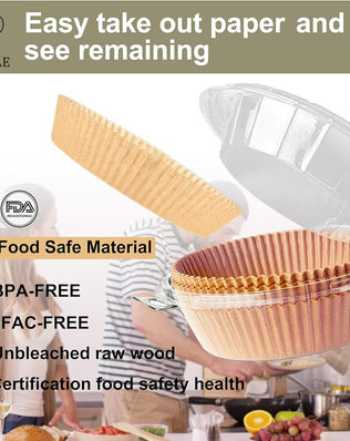 Problems Solved 10-inch XXL air fryer disposable paper liners, pack of 50, designed to fit air fryers and prevent messes.