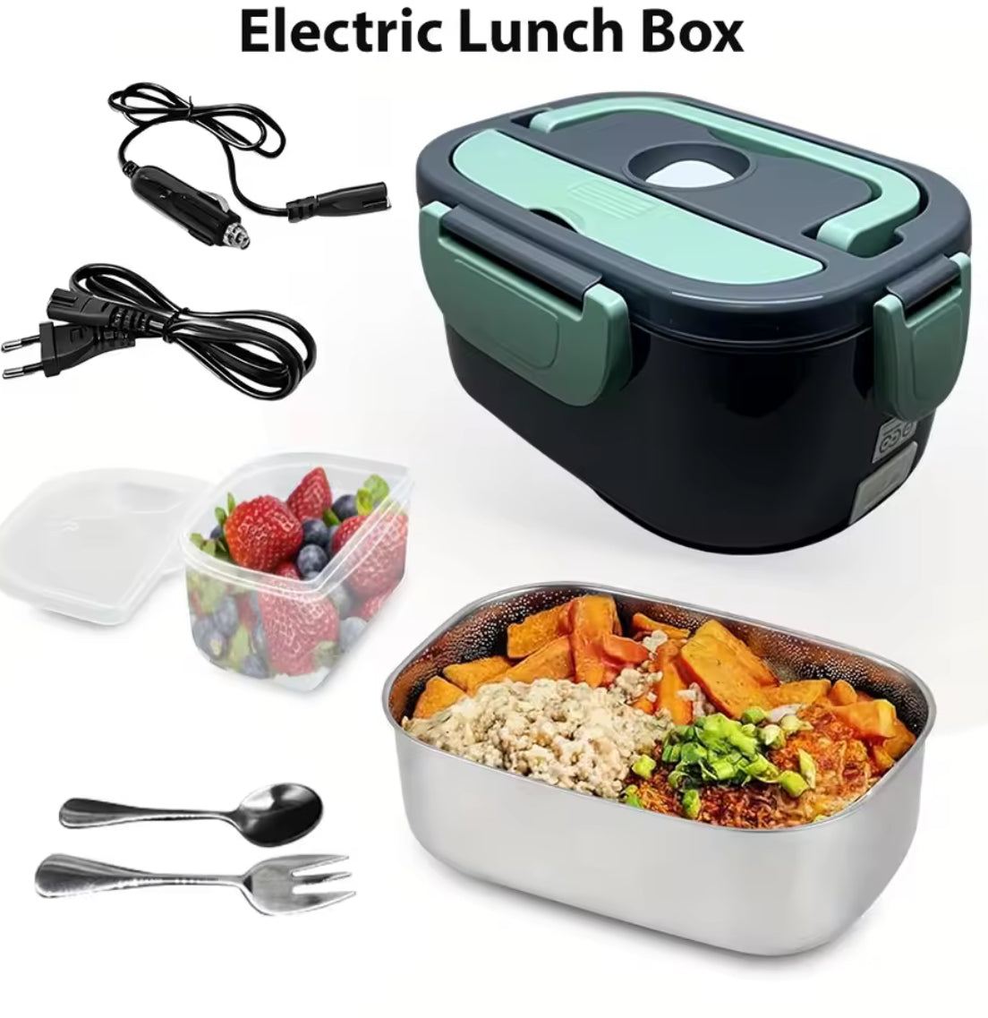 Portable Electric Lunch Box  Stainless Steel Heated Food Container - Problems Solved