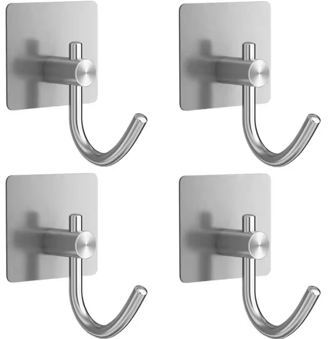 4PCS Stainless Steel Bathroom Robe Hooks Adhesive Wall Hook - Problems Solved