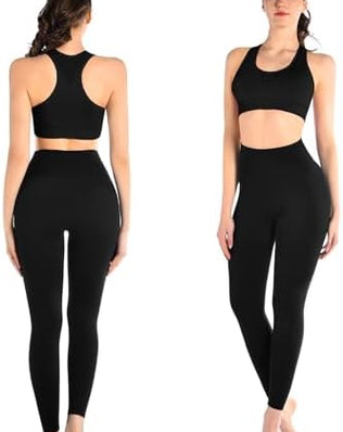 Pack of 3 Problems Solved women's high waist opaque black leggings for gym, yoga, and sports activity.