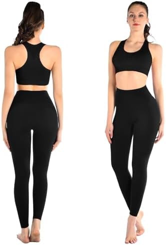 Pack of 3 Problems Solved women's high waist opaque black leggings for gym, yoga, and sports activity.